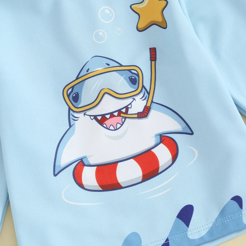 Co MMehjri Toddler Baby Boy Rash Guard Set Shark Dinosaur Swimsuit Long Sleeve Bathing Suit UPF Sun Protection Beach Swimwear