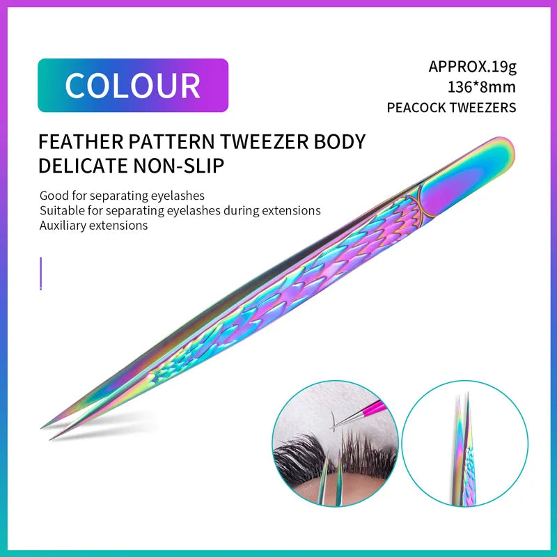 Straight False Eyelash Tweezers Stainless Steel High Precision Anti-static Eyelash Extension Tweezer Makeup Tool