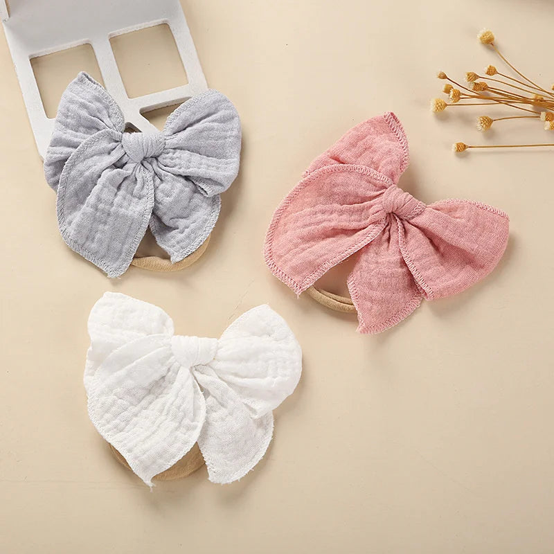 Baby Bows Headband For Girls Elastic Nylon Newborn Turban Hair Bands Toddle Hairband Headwear Hair Accessories