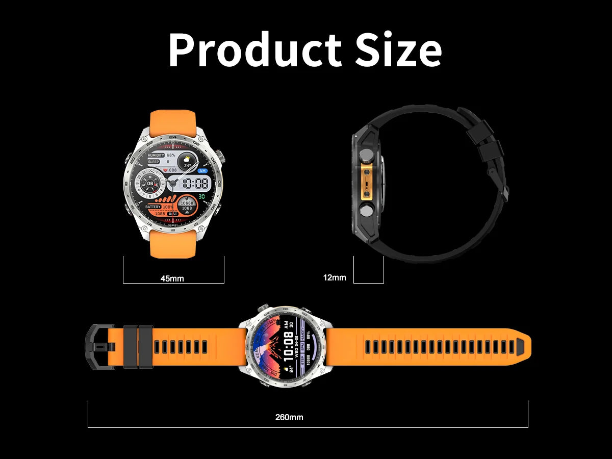 2026 New Smart Watch for Men with Built in GPS Maps 100+ Sport Modes 3ATM Waterproof BT Call MP3 MP4 Playback Altitude Compass