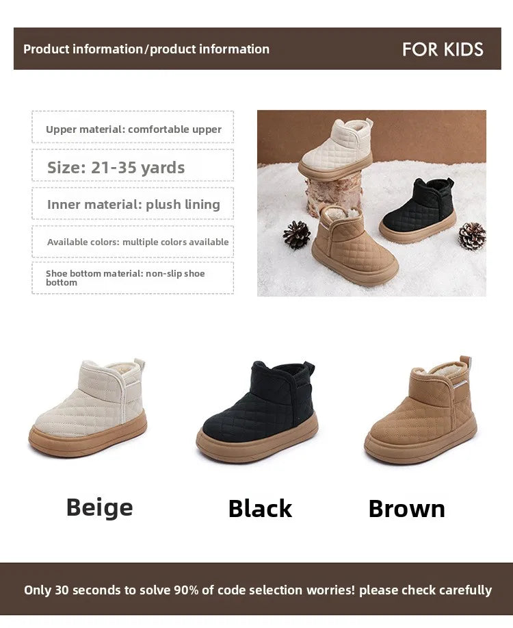 Winter Plush Boots For Children Soft Warm Velvet Snow Boots For Kids Anti-slippery Waterproof Boy's Girl's Winter Boots