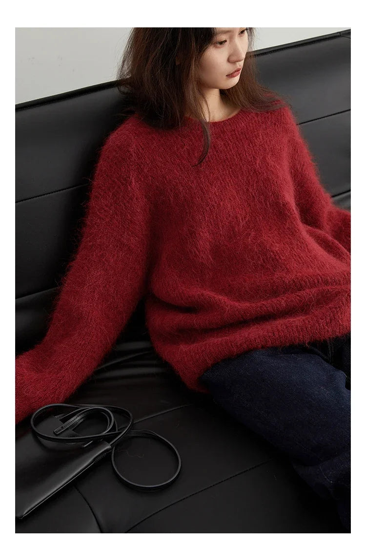 CHIC VEN Women Sweater Long Sleeve Pullover Solid Loose O Neck Soft Alpaca Female Tops Woman Knitwear Jumpers Spring Autumn 2024