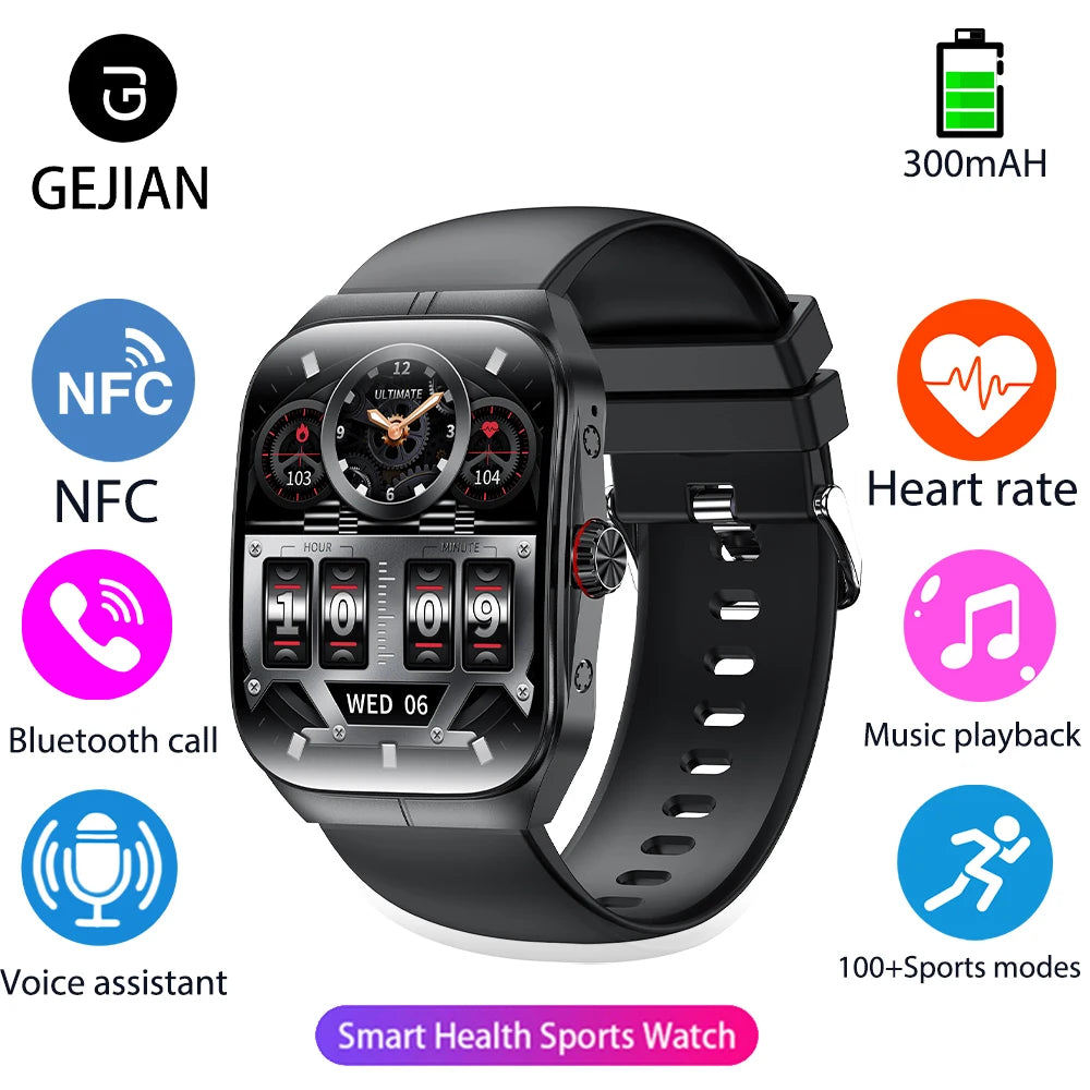 Smart Watch 1.95''AMOLED Curved Display BT Call NFCHeart Rate Monitor Multi-Sport Modes Fitness Tracker Smartwatch for Men Women