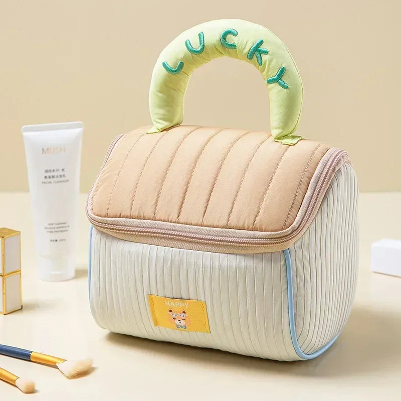 Makeup Bag Large Capacity Cartoon House Shape Toiletry Bag Cute Portable Handheld Storage Bags Travel Storage Organizer