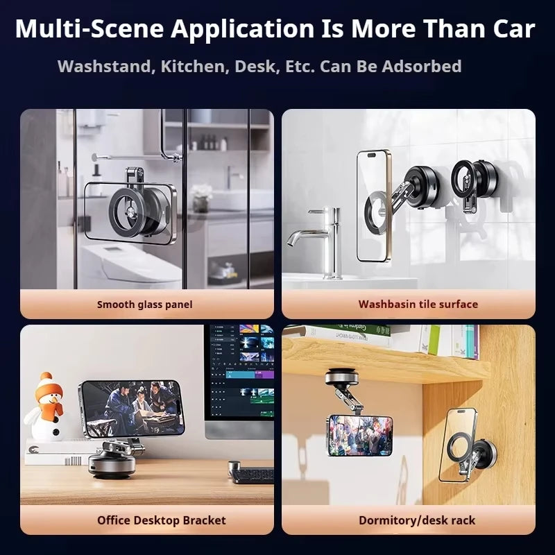 Magnetic Car Phone Holder 360° Rotating Folding Electric Vacuum Suction for Car Navigation Gym Kitchen Streaming Bracket