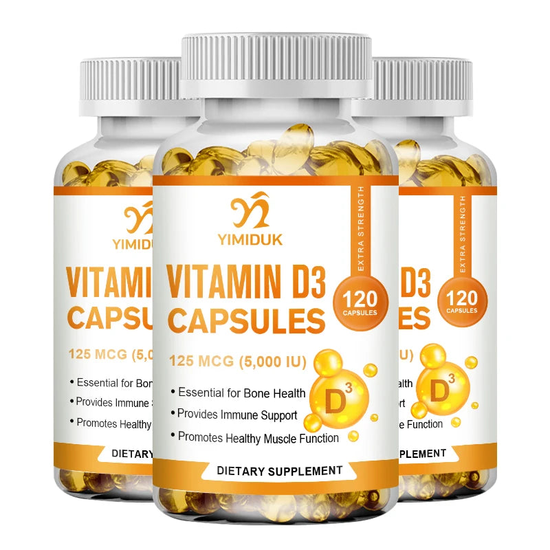 Vitamin D3 5000 IU 125 Mcg Vitamin D3 Capsules Healthy Muscle Function Helps Support Immune Health Strong Bones and Teeth