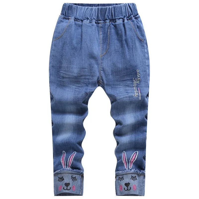 New Teenage Girls Jeans 2026 Spring Autumn Casual Fashion Loose Blue Kids Leg Wide Pants School Children Trousers 3-12Year