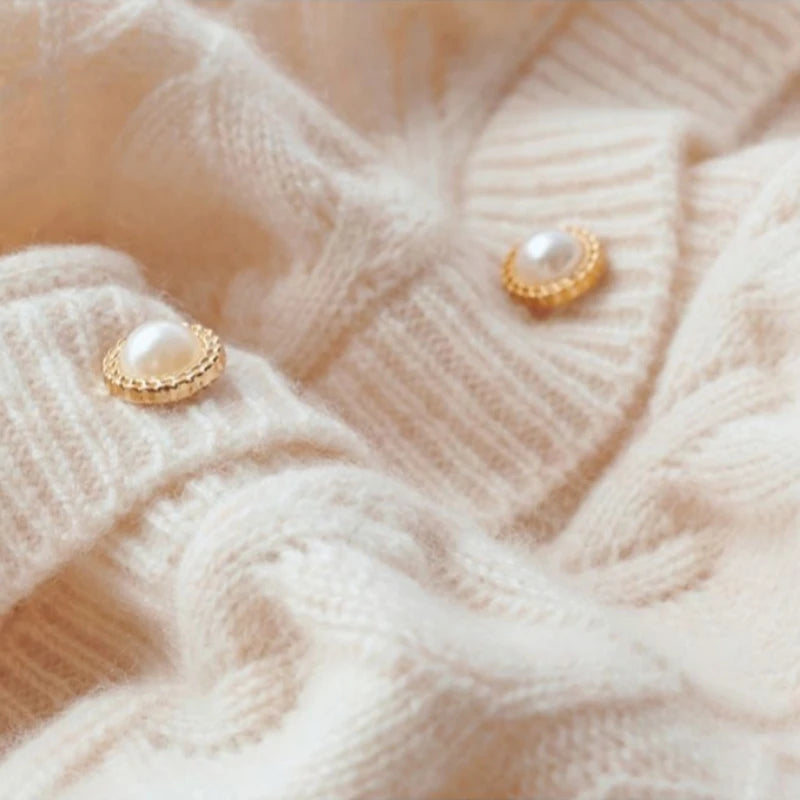 Cashmere Sweater Cardigan Women Single Breasted Long Sleeve Elegant Vintage Jumper Solid Wool Knitted Autumn Winter Outwear