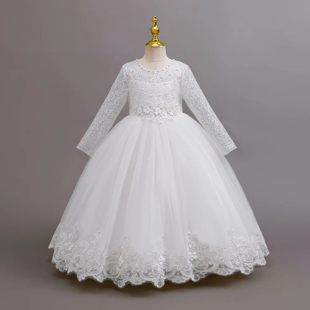 girls dress Long dresses for girls aged 4-12 Birthday dress Gorgeous and elegant beauty pageant dress Wedding flower girl dress
