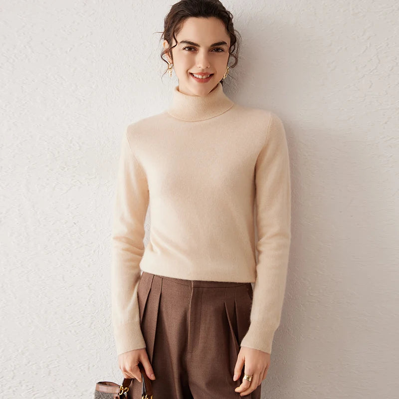 Ladies Sweater Cashmere Sweater Women Wool Turtleneck Knitwears 100% Cashmere Tops Long Sleeve Pullovers Jumpers Female Clothing