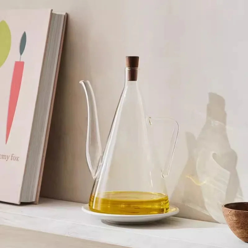 Glass Oil Dispenser Bottle for Kitchen Large Capacity Olive Oil Pourer Leak-proof Soy Spout Cooking Kitchen Storage Container