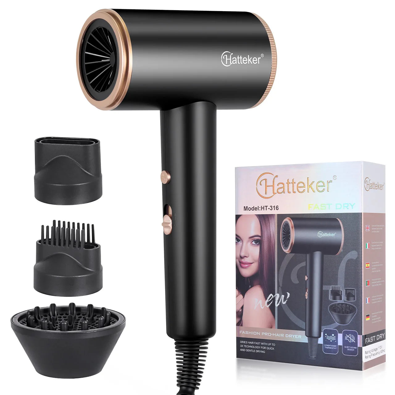 Salon 3200W Hair Dryer,Professional Ionic Hair Blow Dryer,High-speed Hair Dryer,Heat Protection Hairdryer,Hair Styling Hairdryer