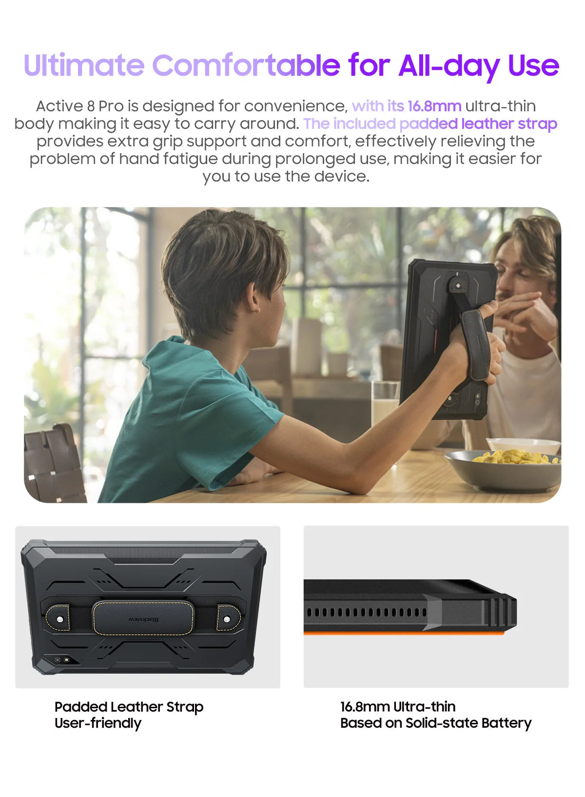 Blackview Active 8 Pro Rugged Tablet PC 10.36" 2.4K Display 8+256GB Android 13 Helio G99 Octa Core Tablets 22000mAh Battery NFC