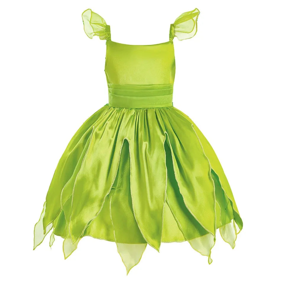 Disfraz Halloween for Girls Dress Tinker Bell Halloween Costume Kids Green Fancy Fairy Princess Cosplay Party Carnival Dress