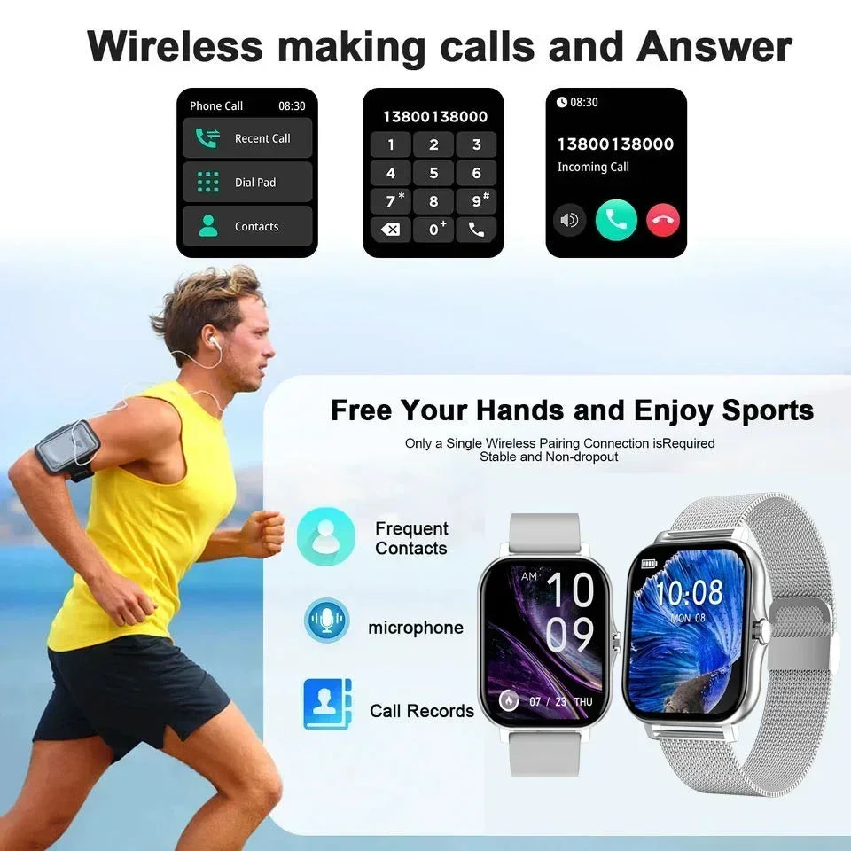 New Smartwatch 1.68" Screen Health Monitoring Watches IP68 Waterproof Sports Fitness Smart Watch for Men Women Reloj Hombre