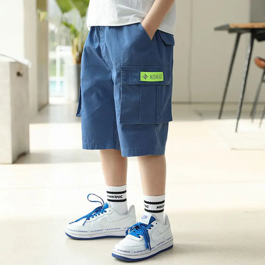 Boys Cargo Shorts Summer Short Sport Cotton Sweatpants Boys Knee Length Pants Size Hot Pants Kids Clothes 6 8 10 12 13 14 Year