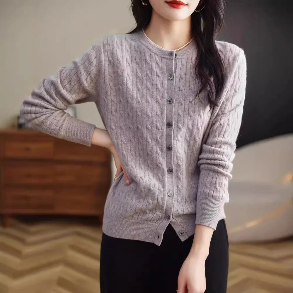 Women Cardigans Spring Autumn Winter Long Sleeve Knitted Sweaters O-neck Thick Warm Fashin Korean Cardigan Slim Fit Tops 2026