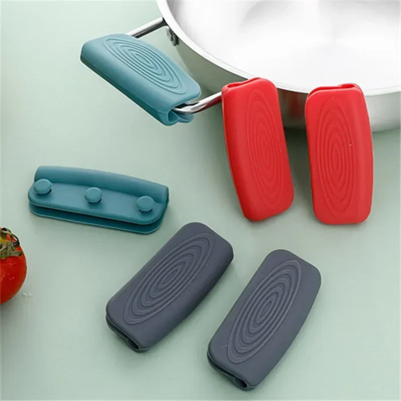 1Pair Of Silicone Handles Anti-Scalding Non-Slip SilicOne Pot Handle Cover Heat Insulation Handle Cover Kitchen Accessories
