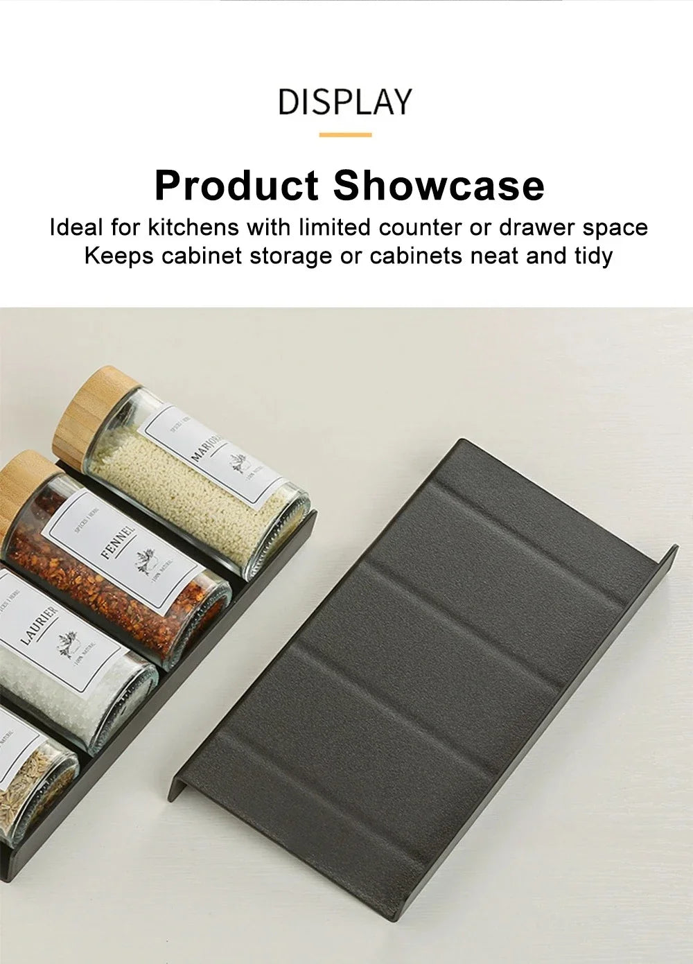 2 Layers Kitchen Spice Drawer Organizer Adjustable Spice Rack for Spice Jars Seasoning Bottles Cabinet Pantry Kitchen Organizer