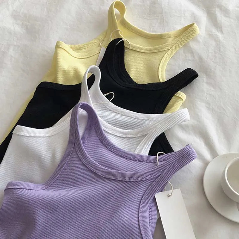 2025 Women Tank Tops Sexy Cropped Top Female Women Summer Camisole Camis Black White Sport Clothes For Women