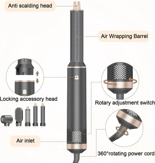 5 in 1 Handle Foldable Hair Dryer Portable Multifunctional Home Hair Dryer Styling Air Culer Wand Hair Straightener Brush Blow