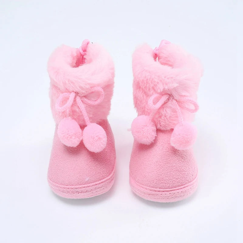 Winter Snow Baby Boots Warm Newborn Toddler First Walkers Baby Girls Boys Shoes Soft Sole Fluff Balls Thermal Snow Booties