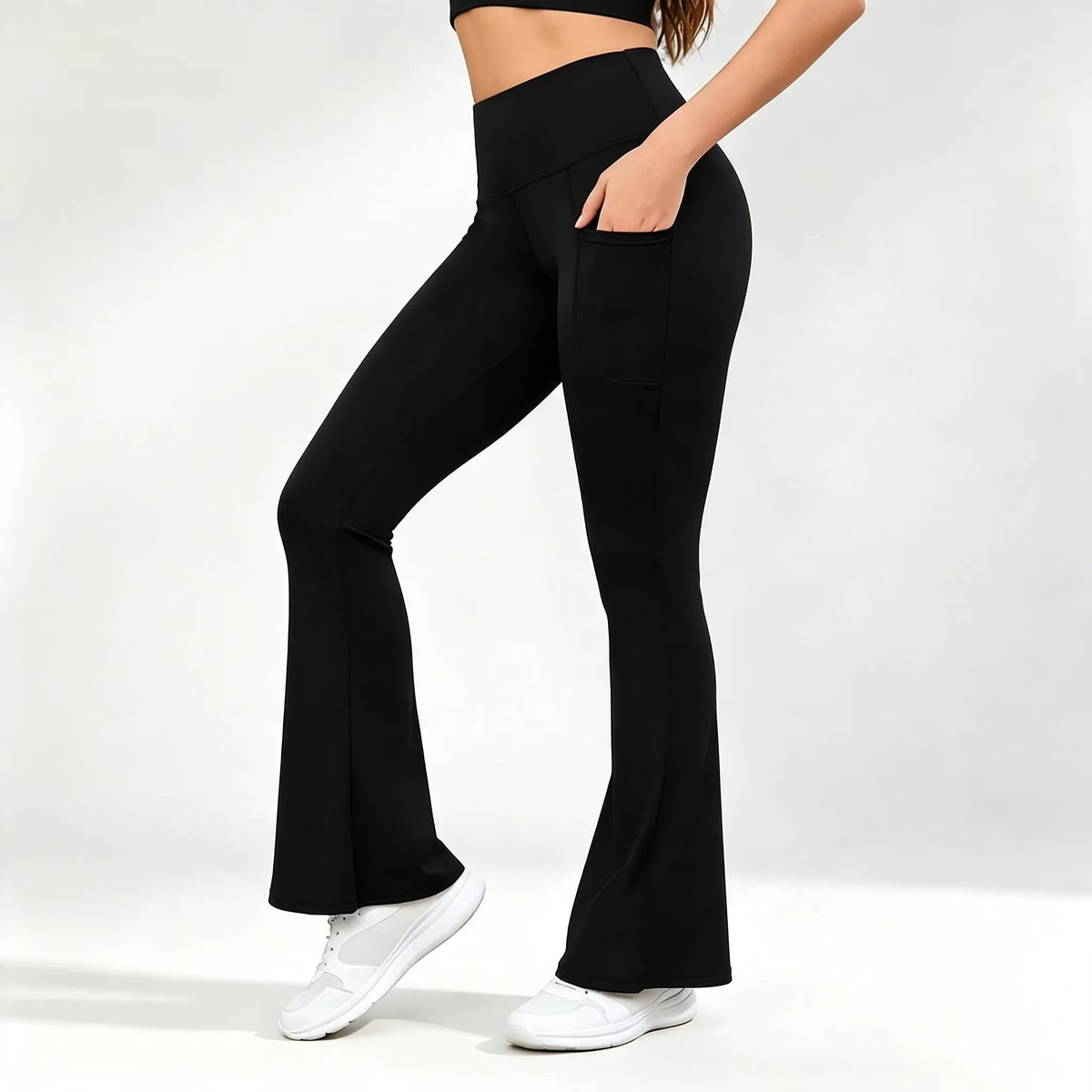 Women Yoga Leggings Flared Pants With Pockets Women High Waist Comfortable Pants Gym Sports Slim Flared Tight Pants Streetwear