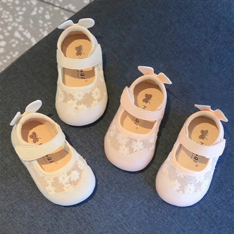 Infant Baby Girl Shoes Toddler Flats Sandals Summer New Cute Flower Mesh Princess Shoes Soft Bottom Anti Slip First Walker Shoes