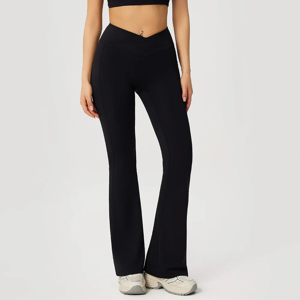 Gym Leggings Women Bell-bottoms Yoga Pants High Waist Booty Lifting Leggings Pants Women Sports Clothing Fitness Wide-leg pants