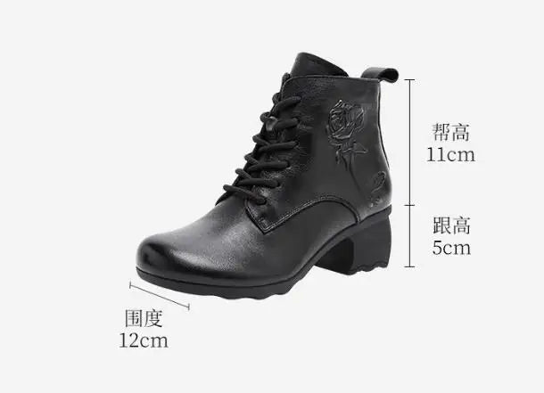 GKTINOO Spring Autumn Women Boots Genuine Leather High Heels Ankle Boots For Women Shoes Retro Handmade Zipper Short Boots