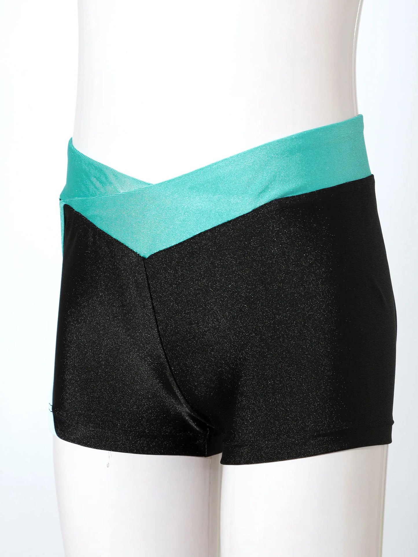 Kids Girls Gymnastics Micro Ballet Dance Shorts Low Waist Elastic Color Contrast Sport Shorts Stretchy Skinny Tight Hot Pants