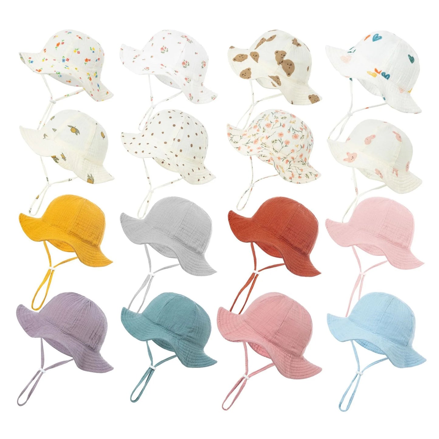 Muslin Baby Sun Hat Spring Summer Kids Bucket Hats for Girls Pure Cotton Beach Toddle Boy Cap Infant Newborn Accessories 0-12M