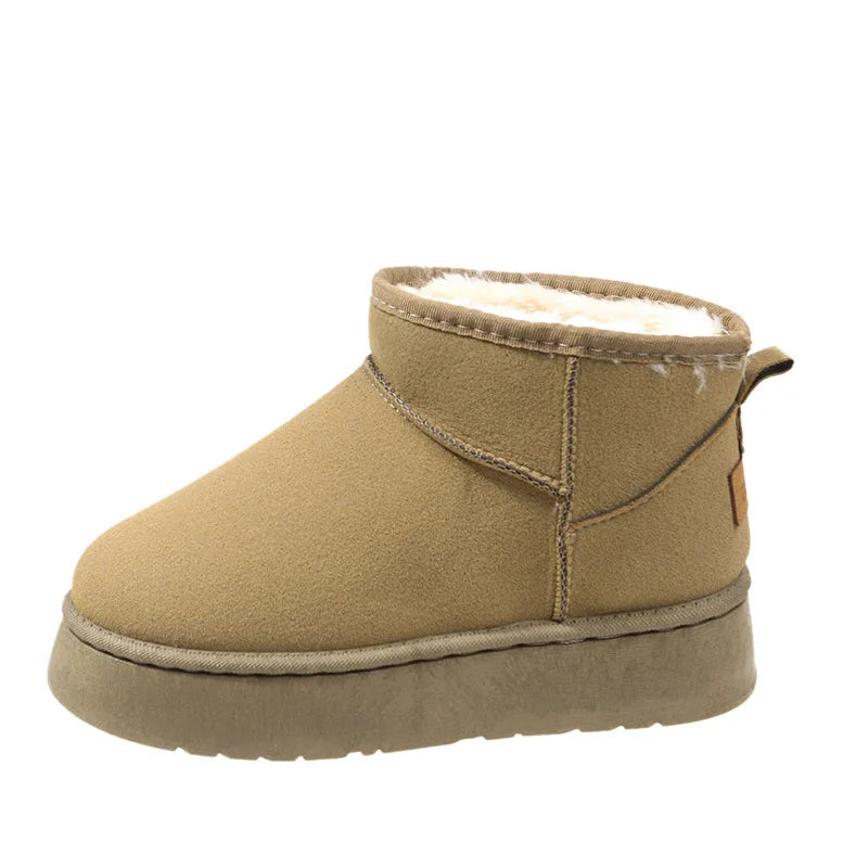 Winter Women Short Plush Warm Snow Boots Casual Shoes New Suede Fur Chelsea Ankle Boots Flats Platform Ladies Shoes Botas