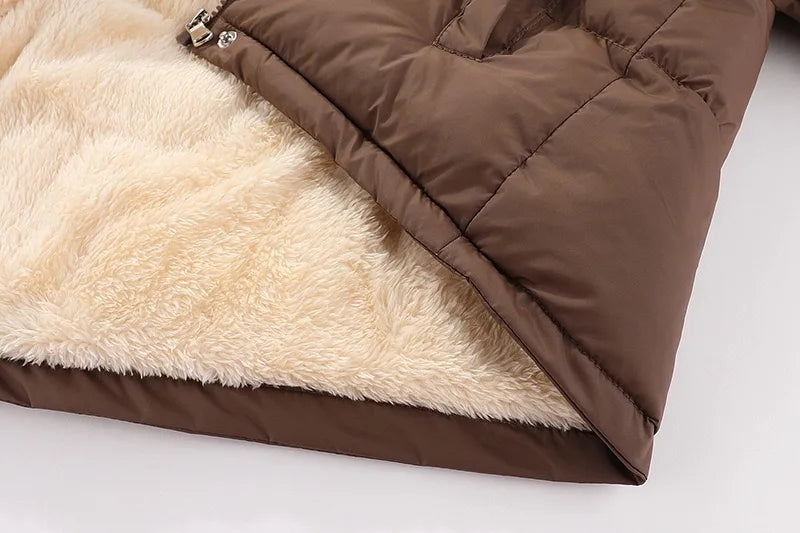 1pcs Boy Girl Coat Baby Winter Thick Down Jackets Kids Warm Plush Thicken Outerwear Clothes Fur Hooded Jacket Children Snowsuit