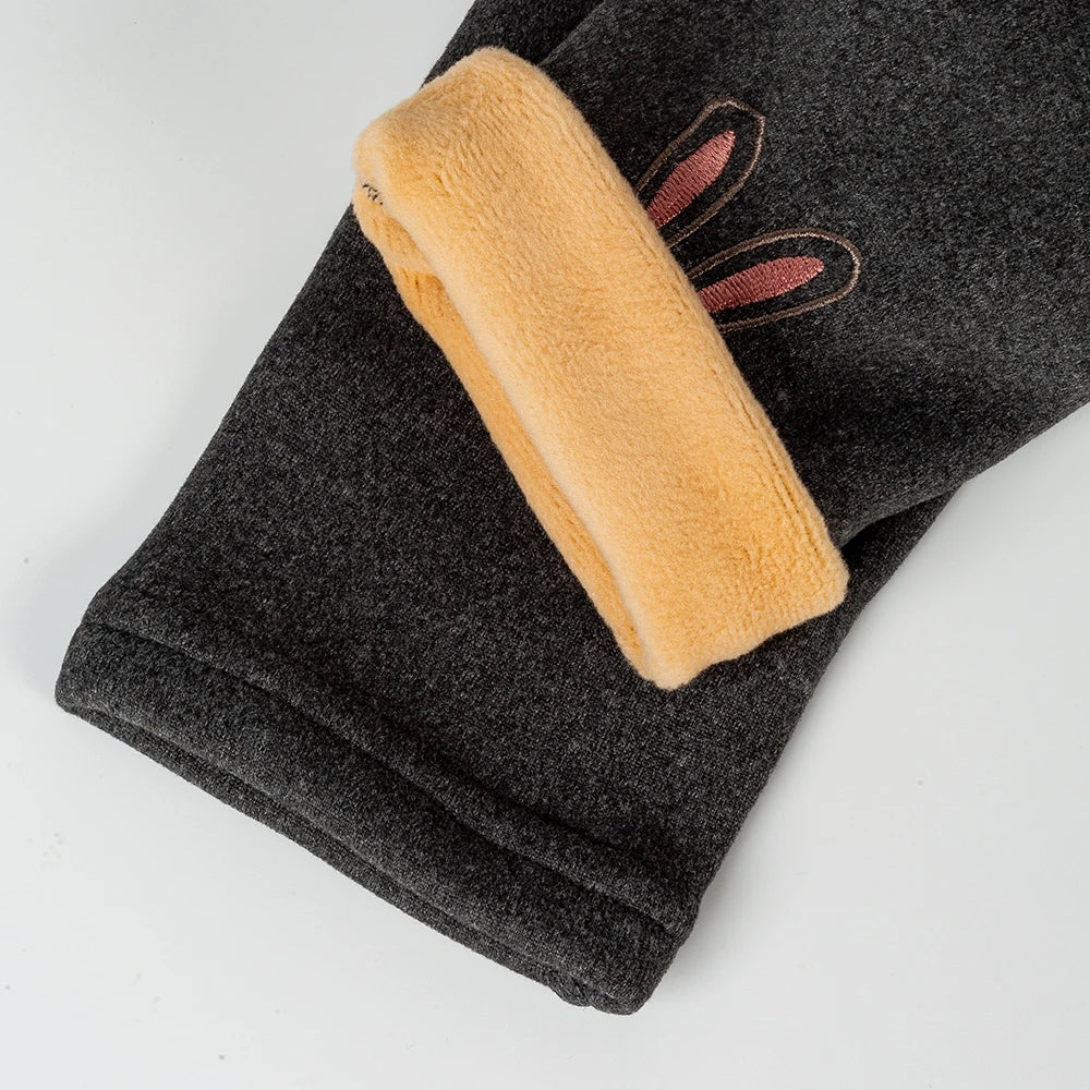Girls Winter Fleece-lined Leggings Thermal Tights for Outdoor Wear Thickened Warm Pants Multi-Color Cute Patterns