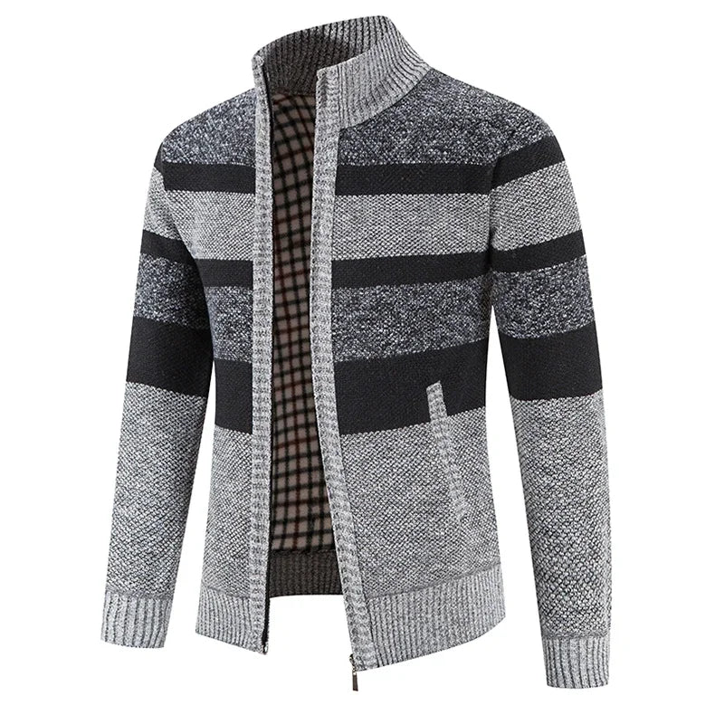 Autumn Winter Sweater Men Warm Cashmere Cotton Blended Pullovers Cardigan Men Fashion Casual Stand Collar Breathable Men Jackets