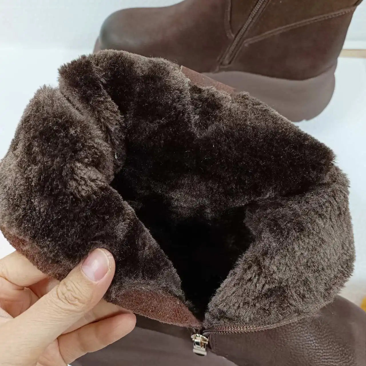 Koznoy 5cm Natural Genuine Leather Chunky Cow Spring Rubber Ankle Boots Soft Soled Winter Plush Flats Booties Autumn Women Shoes