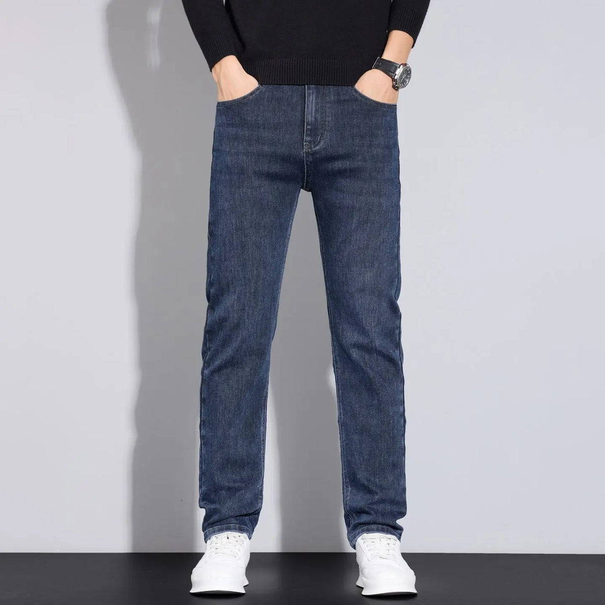 JEAN2026 Autumn/Winter New Men's Casual Pants, High-Quality Business Formal Sportswear Jeans, Straight-Leg Stretch Long Pants