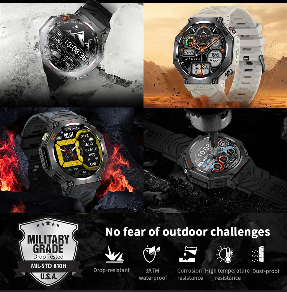 2025 New ChatGPT AI assistant Smart Watch 5ATM Waterproof GPS Built-in Dual-band GNSS Compass Sport Smartwatch Men Woman