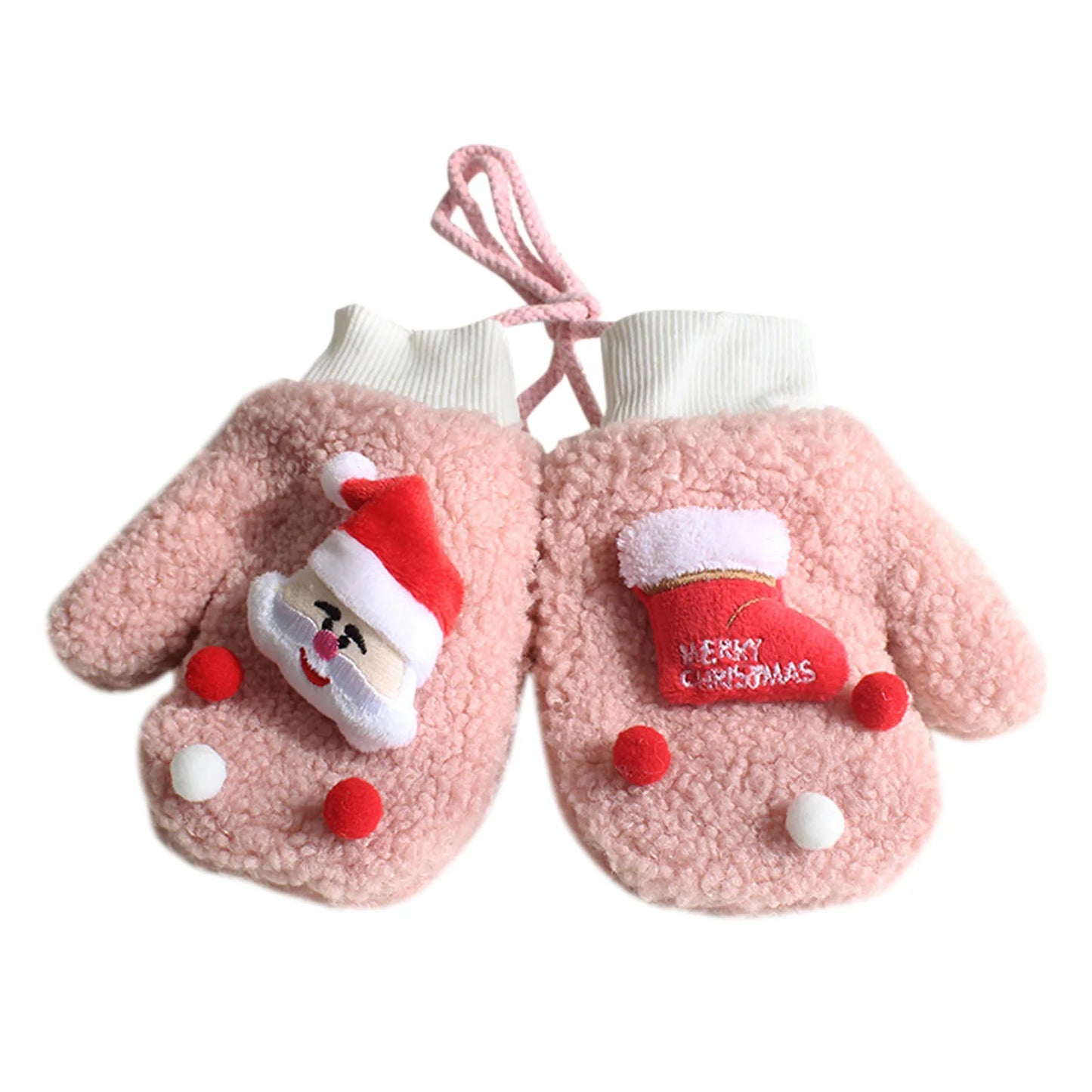 Christmas Warm Gloves Toddler Kids Plush Thick Mittens Children's Santa Claus Elks Warm Think Knit Winter Girls Boys Baby Gloves