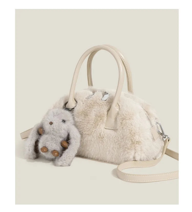 autumn and winter cute plush handbag women's 2025 new fashion versatile shoulder messenger bag