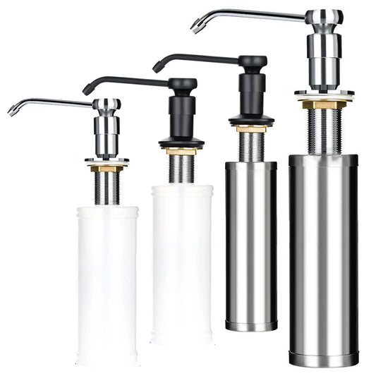 Stainless Steel Sink Soap Dispenser Kitchen Detergent Liquid Soap Dispenser Refillable Hand Press Sink Built-in Bottle
