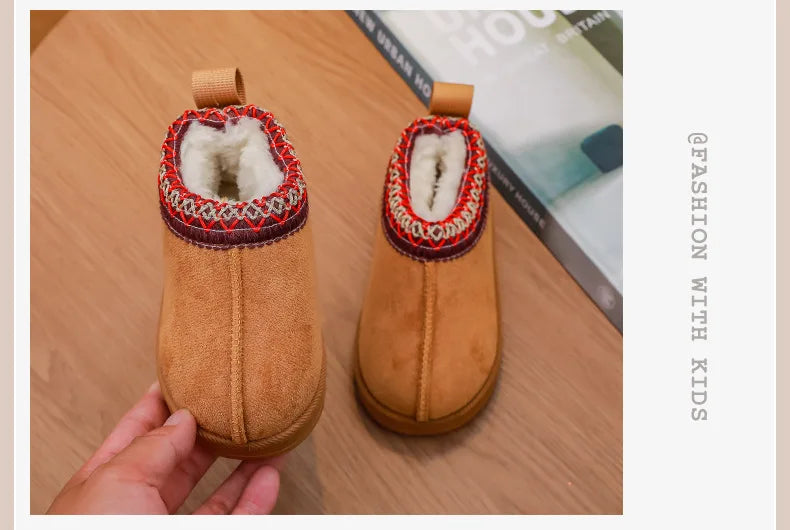 Baby Warm Snow Boots Winter 2026 New Fashion Children's Ankle Boots Girls Low-top Cotton Shoes Boys Plush Suede Short Boots