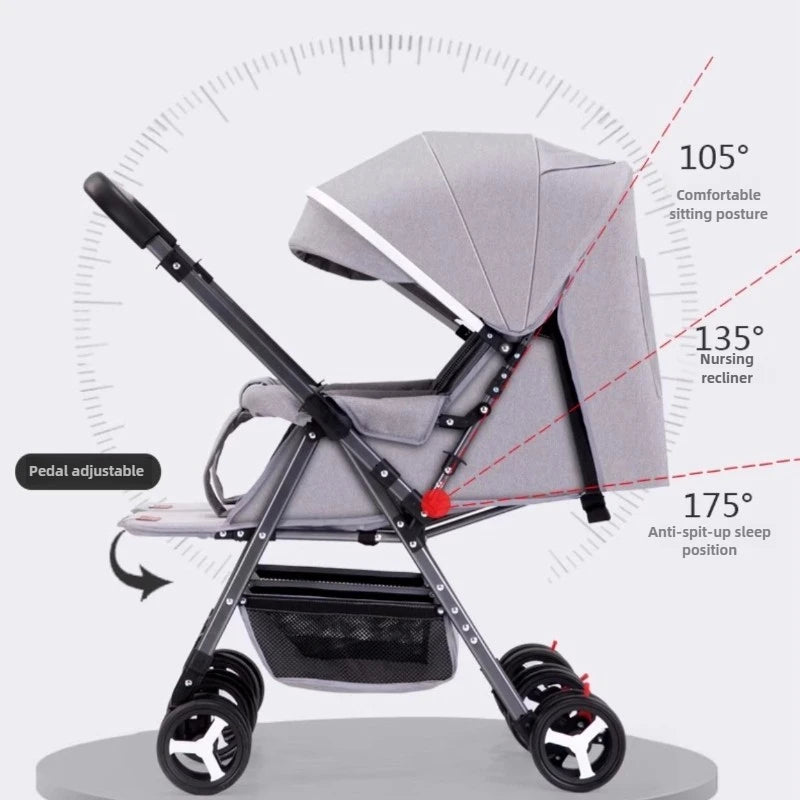Twin Stroller, Double Seat/double Recline Stroller, Foldable, Suitable for Two People and Can Be Taken Into Elevators.