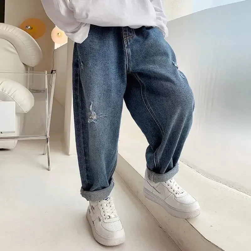 Boy Jeans Solid Color Jeans Spring Autumn Jeans Baby Casual Style Toddler Cowgirl Children Pants Children's Clothes