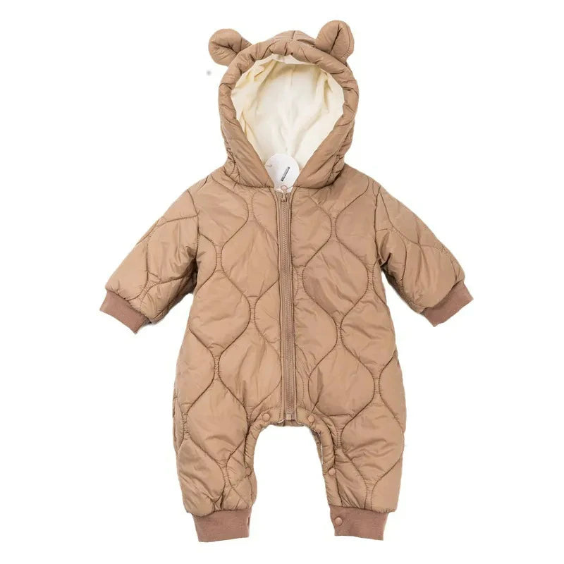 Newborn Baby Romper Winter Thicken Cotton Jumpsuit Infant Onesie Fleece Lining Hooded Rompers for Boy Girl Clothes Kids Outfit