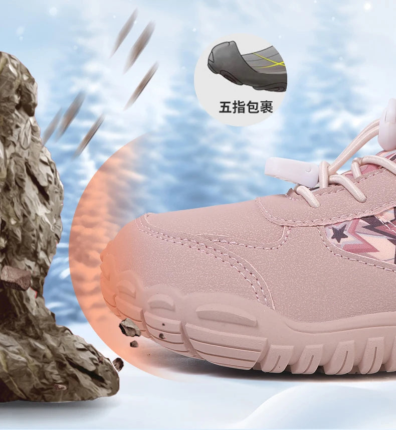 New Parent-child Winter Boots Men and Women Snow BareFoot Outdoor Non-slip Warm Fur Casual Boys/girls Sneakers Kid's Ankle Boots