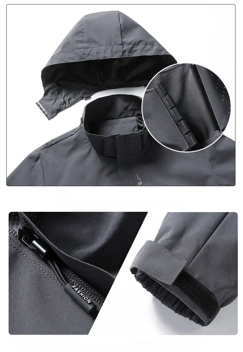 Men's Outdoor Jacket Windbreaker Waterproof Hot Sale Hooded Climbing Hiking Punching Jacket Autumn Spring Male Clothing