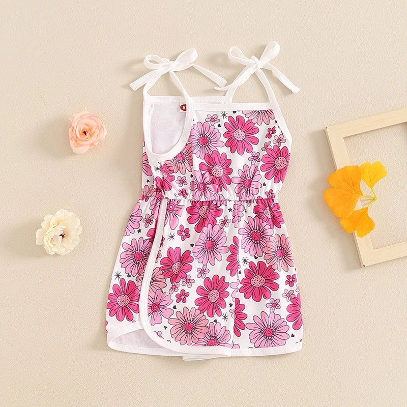 Mono de verano para niña, sin mangas, con tirantes y cintura elástica, estampado floral, mono para niño pequeño