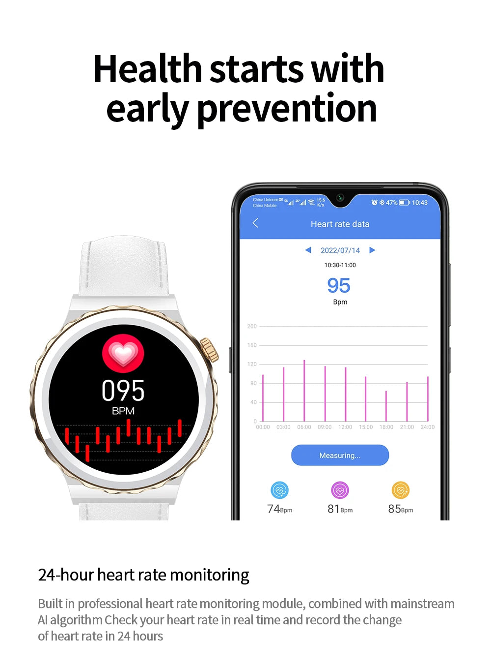 Smart Watch Unisex Smart Watches Bluetooth Call GPS Activity Tracker 24-hour Health Test Wrist Watches Women's Health Monitoring